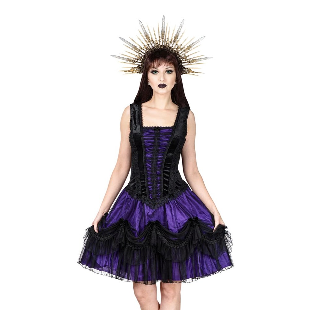 Sinister - 1277 Mini jurk - Zwart/Paars